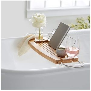 Deluxe bamboo bath tub tray